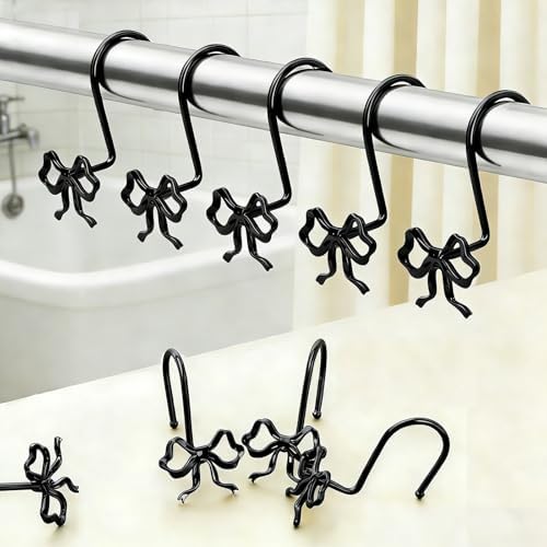 12 Pack Black Vintage Metal Bow Shower Curtain Hooks - Image 4