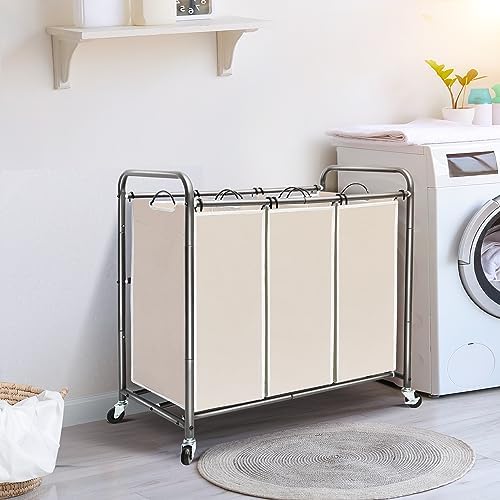 STO STO Laundry Sorter 3 Section, 3 Bag Clothes Hamper, Rolling Laundry Cart - Image 7