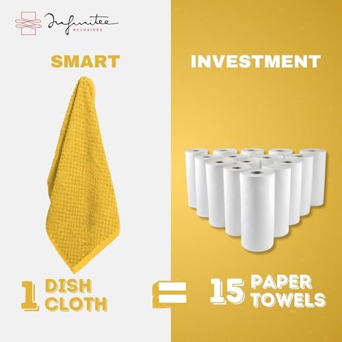 Infinitee Xclusives Premium Dish Cloth 100% Cotton 12 x 12 Inches |Pack of - Image 6