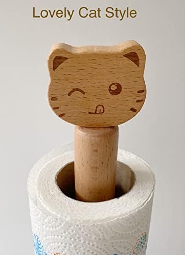 Cute Paper Towel Holder, Wooden Kitchen Roll Stand Organizer Free Standing - Image 6