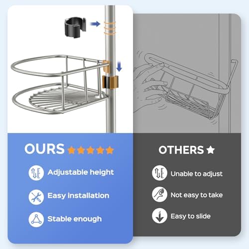 HAMITOR Shower Caddy Tension Pole: 4 Tier Corner Bathroom Organizer - Image 3