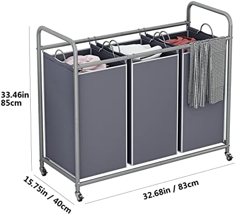 LINZINAR 3 Section Laundry Hamper, 135L Laundry Sorter - Image 6