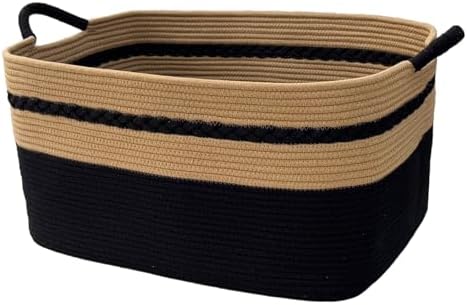 large laundry basket woven from natural cotton rope by Unknown