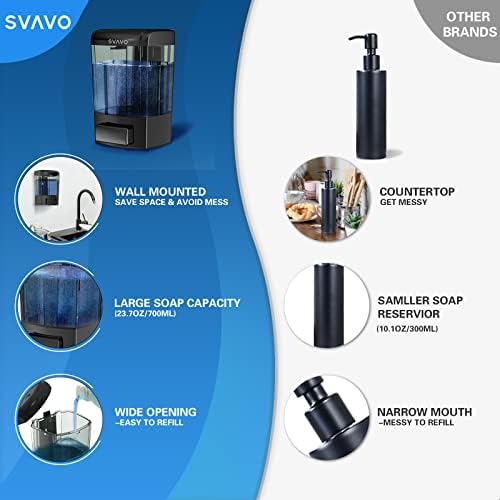 SVAVO Wall Mounted Soap Dispenser Kitchen Bathroom Manual Soap Dispenser - Image 6