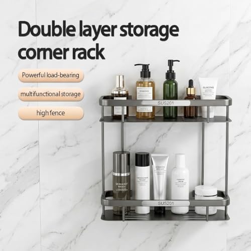 Corner Shower Caddy, 201 Stainless Steel Bathroom Shelf Organizer, Wall Mounted - Image 5