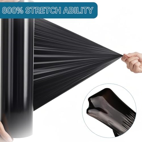 Black Plastic Shrink Wrap Roll 18 Inch 1500 Feet, Stretch Wrap 4 Pack - Image 4