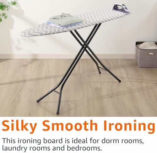 Amazon Basics Height Adjustable Full-Size Foldable Ironing Board, 4-Leg Fold-Up - Image 6