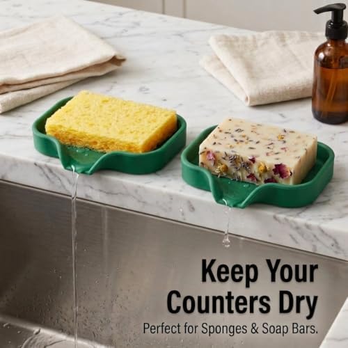 Zulay Kitchen Small Silicone Sponge Holder – Space-Saving Sink Organizer Tray - Image 3