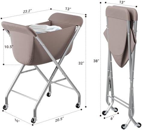ELYKEN Laundry Basket with Wheels, Collapsible Laundry Hamper, Camel Brown - Image 3