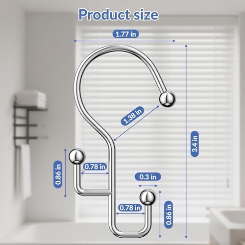 Goowin Shower Curtain Hooks, Anti-drop Metal Shower Curtain Rings Hooks - Image 7