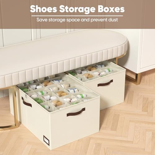 OIAHOMY 2 Pack Shoe Organizer for Closet, Large Foldable Shoe Storage Bins - Image 2