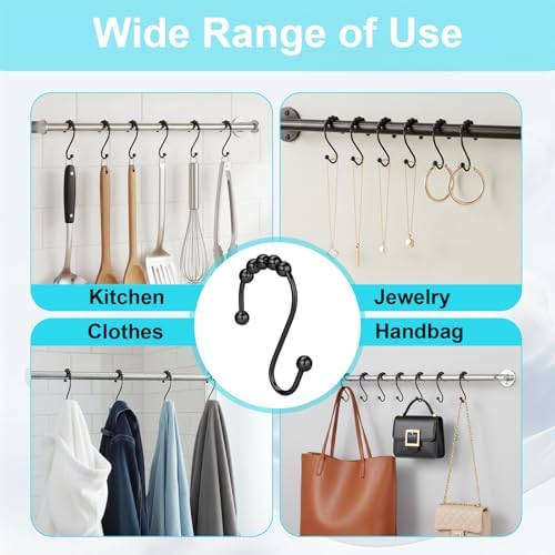 Silkfly Stainless Steel Shower Curtain Hooks, Rust Resistant Glide Hooks - Image 6