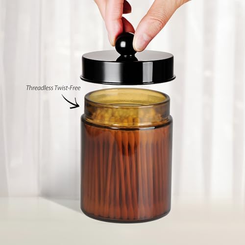 3PC Farmhouse Decor Qtip Holder Apothecary Jars Bathroom Vanity Storage - Image 5