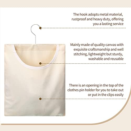Eccliy 2 Pcs Canvas Clothes Pin Bag, Clothespin Holder Outdoor - Image 3