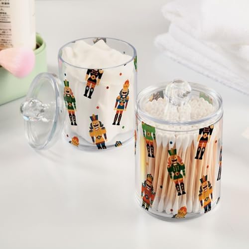 2 Pack Apothecary Jars Bathroom Christmas Nutcrackers Qtip Holder Dispenser - Image 5