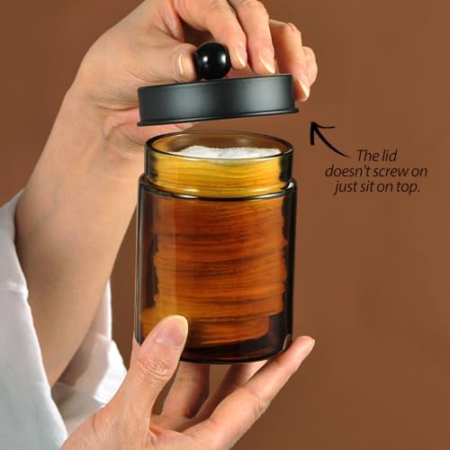 Amber Glass Qtip Holder, Apothecary Jar, Qtip Dispenser - Image 3