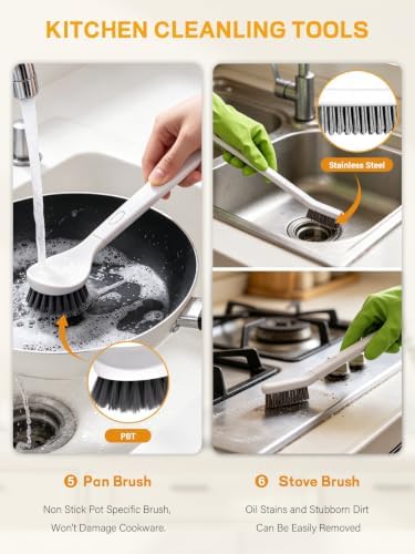 7 Pack Kitchen Cleaning Dish Brush Set - Image 6