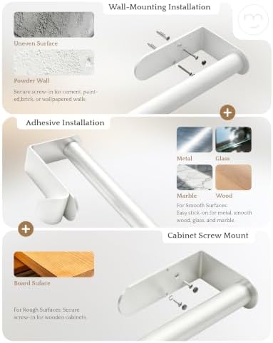 Paper Towel Holder Under Cabinet Adhesive or Drilling White - Image 5