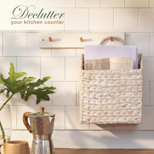 84ECO Set of 2 White Wicker Hanging Baskets - Image 5