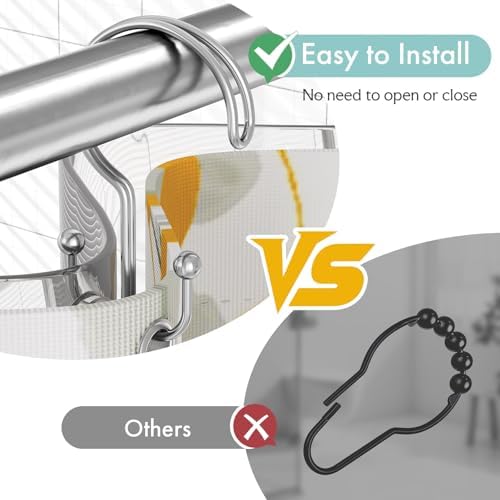 Bathway Shower Curtain Hooks Ring Chrome, Rust Proof Metal Shower Hooks - Image 4