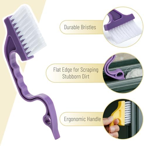 Slick- Window Track Cleaning Brush, 2 Pack, Built-in Scraper, Window Track - Image 3