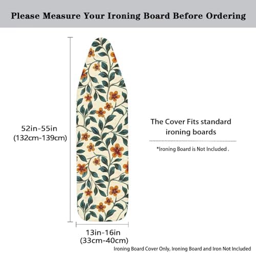 Wild Flower Ironing Board Cover Non-Slip 15x54 Inch Botanical Leaf Ditsy Flower - Image 3