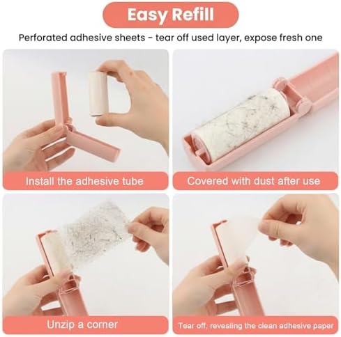 Mini Travel Lint Roller, 4 Handles + 12 Refills, 360 Sheets Total - Image 2