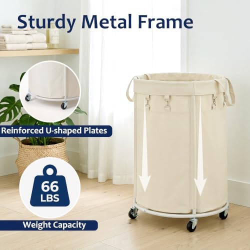 150L Large Capacity Rolling Laundry Basket Hamper - Image 4