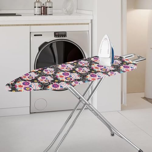 Halloween Ethnic Skull Ironing Board Cover, Boho Style Graffiti Skulls 15x54 - Image 2
