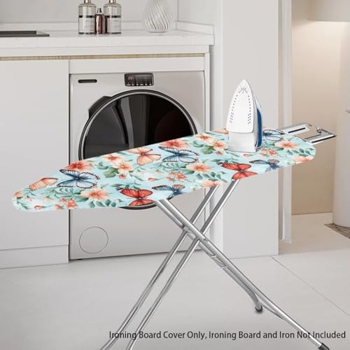 Blue Floral Butterfly Ironing Board Cover Fits Standard Size Elasticized Edges - Image 2