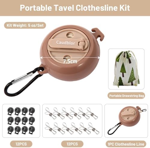 Portable Travel Clothesline, 33ft Camping Clothes line - Image 6