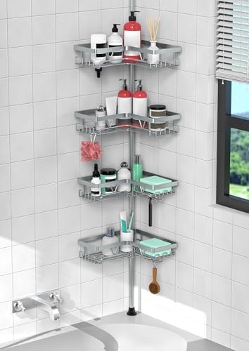 KEGII Shower Caddy Tension Pole, Bathtub Organizer, Light Gray by KEGII