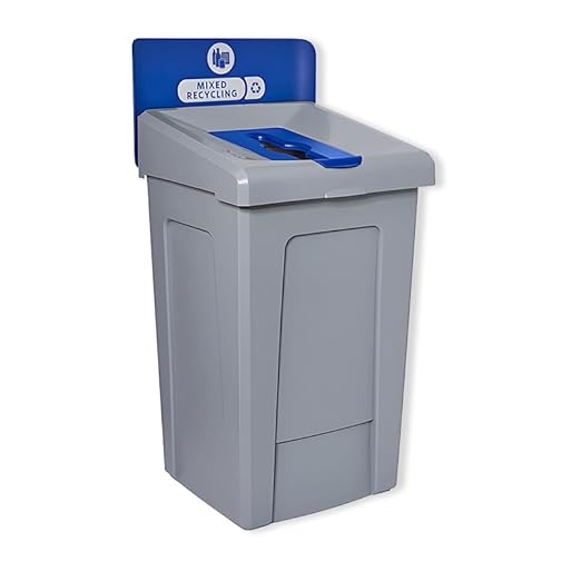 Durable Garbage Can, Commercial Recycling Bin, Recycling Station with Lid, 33 Gallon Trash Can, Reinforced Bottom, Made Qualitative Polyethylene, Ideal for Home, School, Event, Hotel, Bar, Kitchen