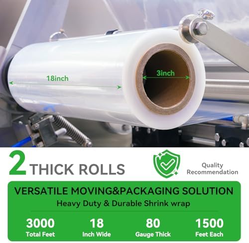 18" x 1500' Plastic Stretch/Shrink Wrap Roll - Image 3