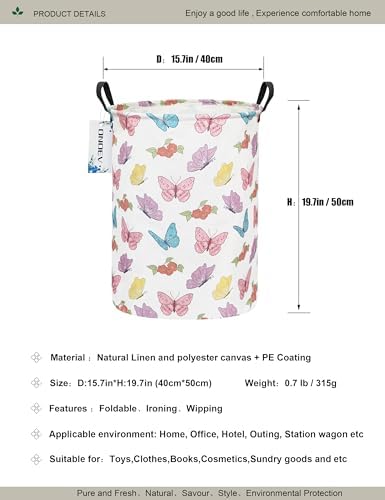 Round Butterfly Laundry Hamper Waterproof Fabric Home Storage - Image 2
