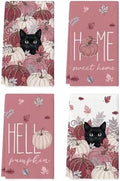 Artoid Mode Pink Pumpkin Cat Fall Kitchen Towels Set of 4 18x26 Inch by ArtoidMode