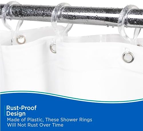 Kenney - Shower Curtain Rings, Rust-Proof Plastic Double Hooks - Image 4