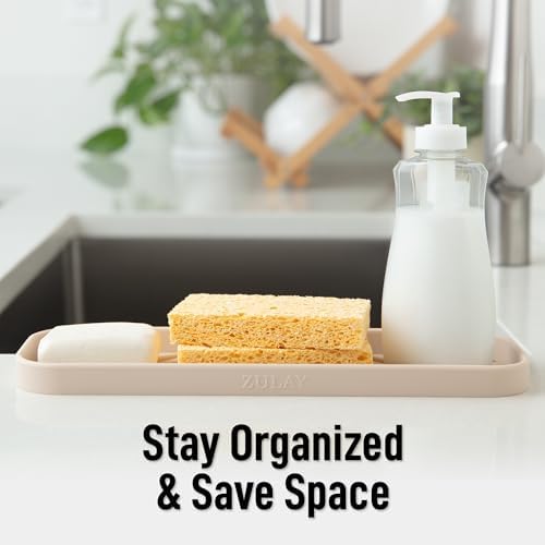 Zulay Kitchen Large Silicone Sponge Holder – Flexible Sink Organizer Tray - Image 6