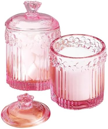 Pink Qtip Cotton Ball Hair Ties Candy Holder Makeup Storage Bathroom - Image 3