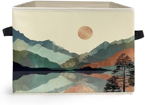 Boho Sun Mountain Forest Storage Box Bins, Mid Century Modern Abstract Boho by Unknown