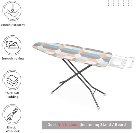 Encasa XO Ironing Board Cover and Pad, 4mm Felt 54"x18" - Image 2