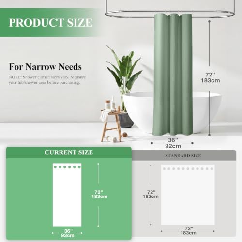 Dynamene Stall Waffle Shower Curtain 256 GSM Heavy Fabric 36x72 Sage Green - Image 2