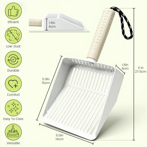 Cat Litter Scoop with Holder, Stainless Steel, Non-Slip Handle - Image 2