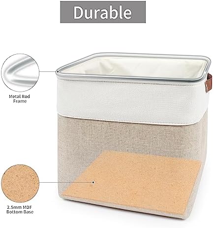Bagnizer 13x13 Cube Storage Bins, Collapsible Fabric Storage Box, 4 Pack Closet - Image 4