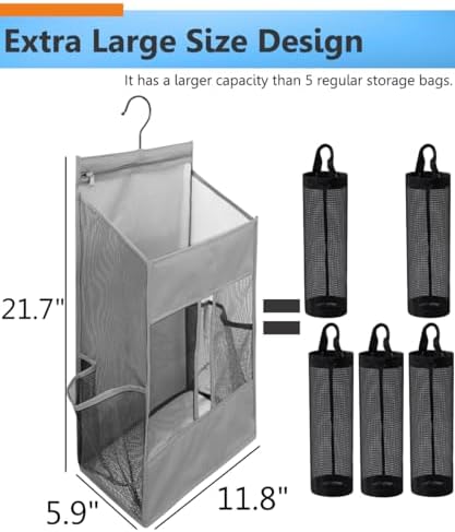 ALYER Hanging Plastic Grocery Bag Holder and Dispenser, Mesh Over the Cabinet - Image 2