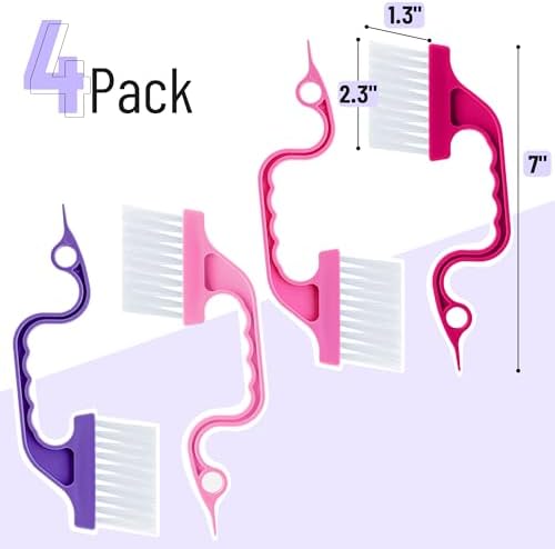 Slick- Window Track Cleaning Brush, 4 Pack, Ergonomic Handle, Built-in Scraper - Image 2