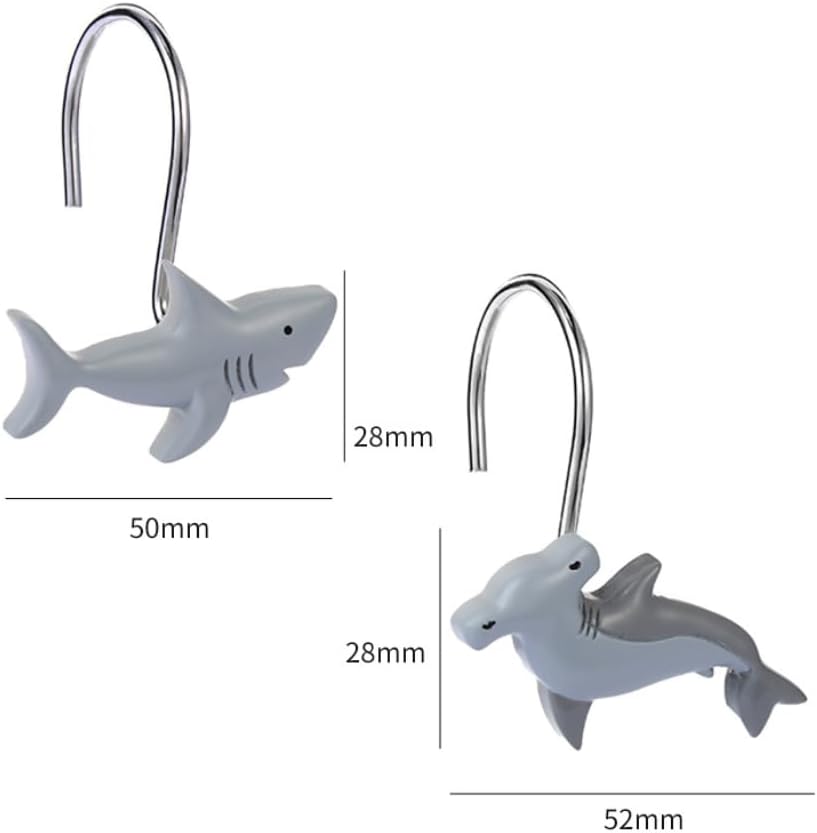 12pcs Shark Shower Curtain Hooks Decorative Shower Curtain Hangers Cute - Image 2
