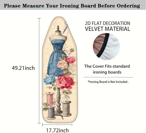 Nuxovilar Vintage Sewing Floral Ironing Board Cover 18x49 Polyester - Image 4