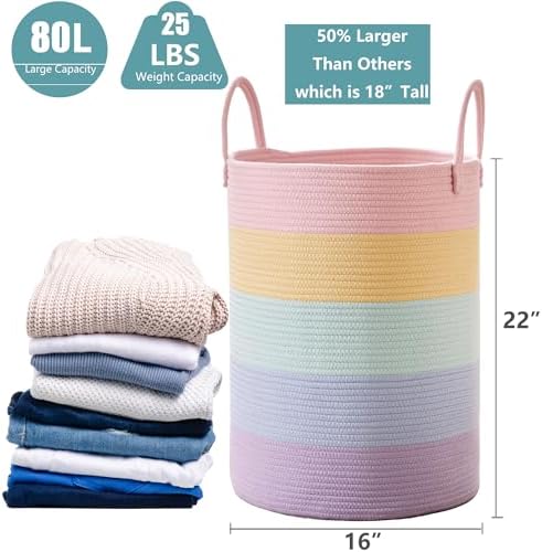 80L Extra Large Rainbow Hamper Laundry Basket - Image 3