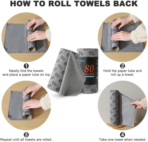 Microfiber Cleaning Cloth Roll, 80 Pack Cleaning Towels, Lint Free Rags Paper - Image 6